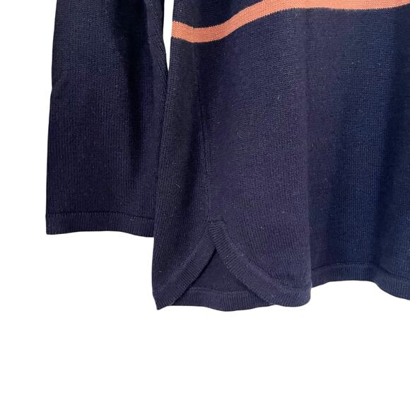 Cyrillus Navy Brown Striped Wool Boat Neck Long Sleeve Pullover Sweater Size M - Picture 5 of 8